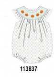 Sage pumpkin embroidery bow ruffle bubble Aaria Tees