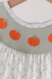 Sage pumpkin embroidery bow ruffle dress - Aaria Tees Aaria Tees