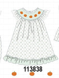 Sage pumpkin embroidery bow ruffle dress Aaria Tees