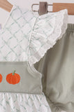Sage pumpkin embroidery bow ruffle bloomer set - Aaria Tees Aaria Tees