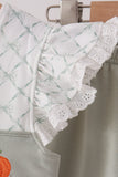 Sage pumpkin embroidery bow ruffle shorts set - Aaria Tees Aaria Tees