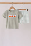 Sage pumpkin embroidery shorts set - Aaria Tees Aaria Tees