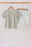 Sage pumpkin embroidery shorts set - Aaria Tees Aaria Tees