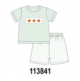 Sage pumpkin embroidery shorts set Aaria Tees