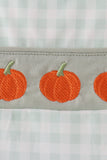 Sage pumpkin embroidery gingham jon jon - Aaria Tees Aaria Tees