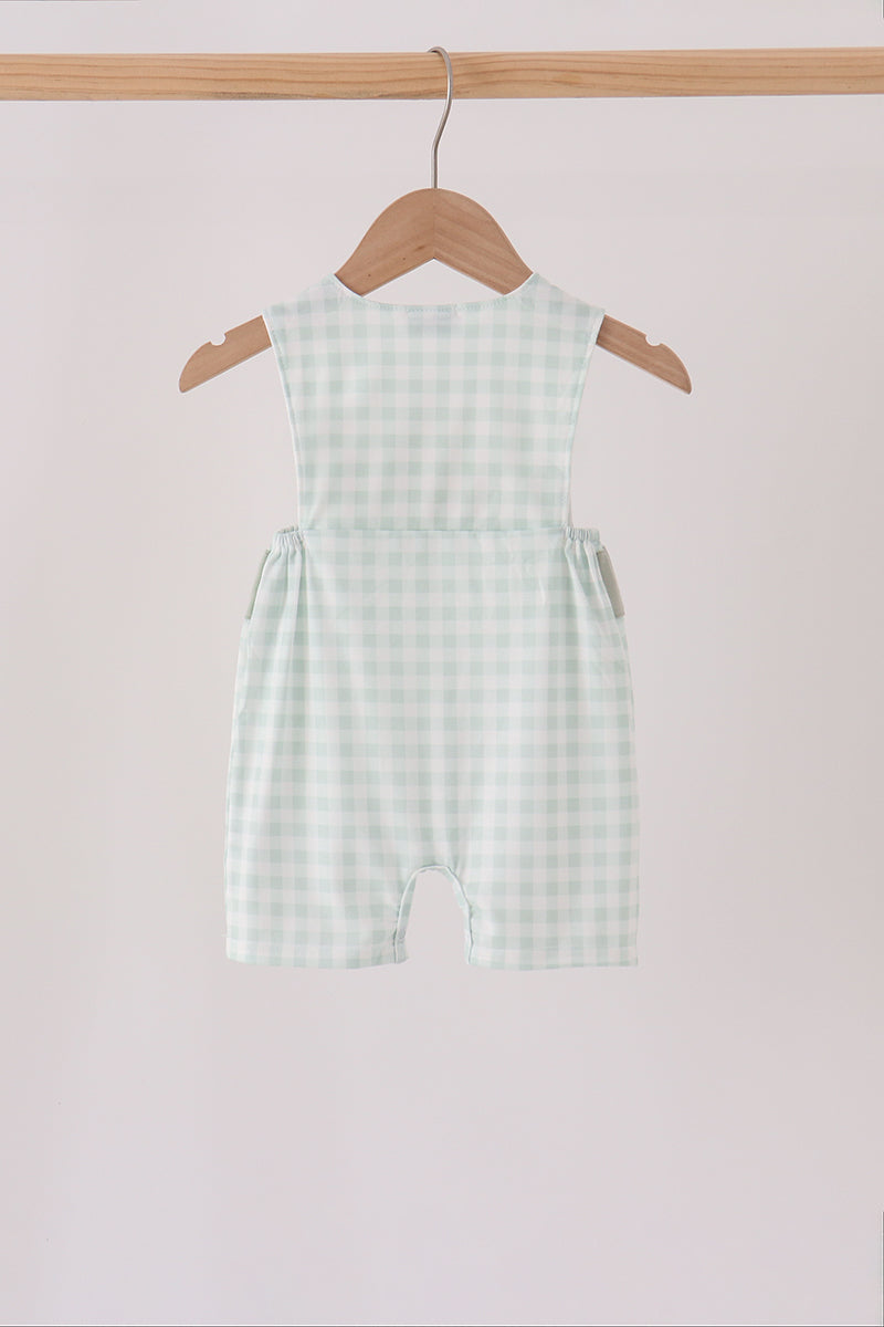 Sage pumpkin embroidery gingham jon jon - Aaria Tees Aaria Tees