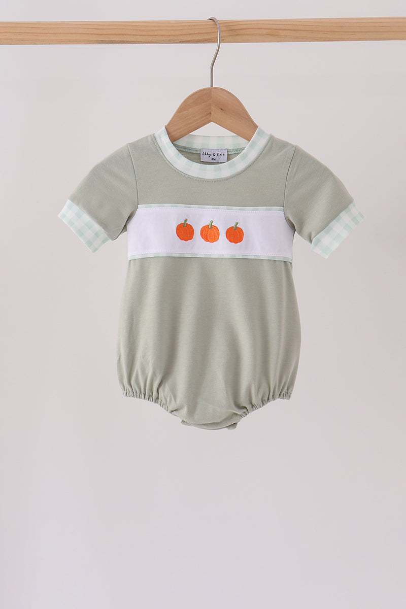 Sage pumpkin embroidery bubble - Aaria Tees Aaria Tees