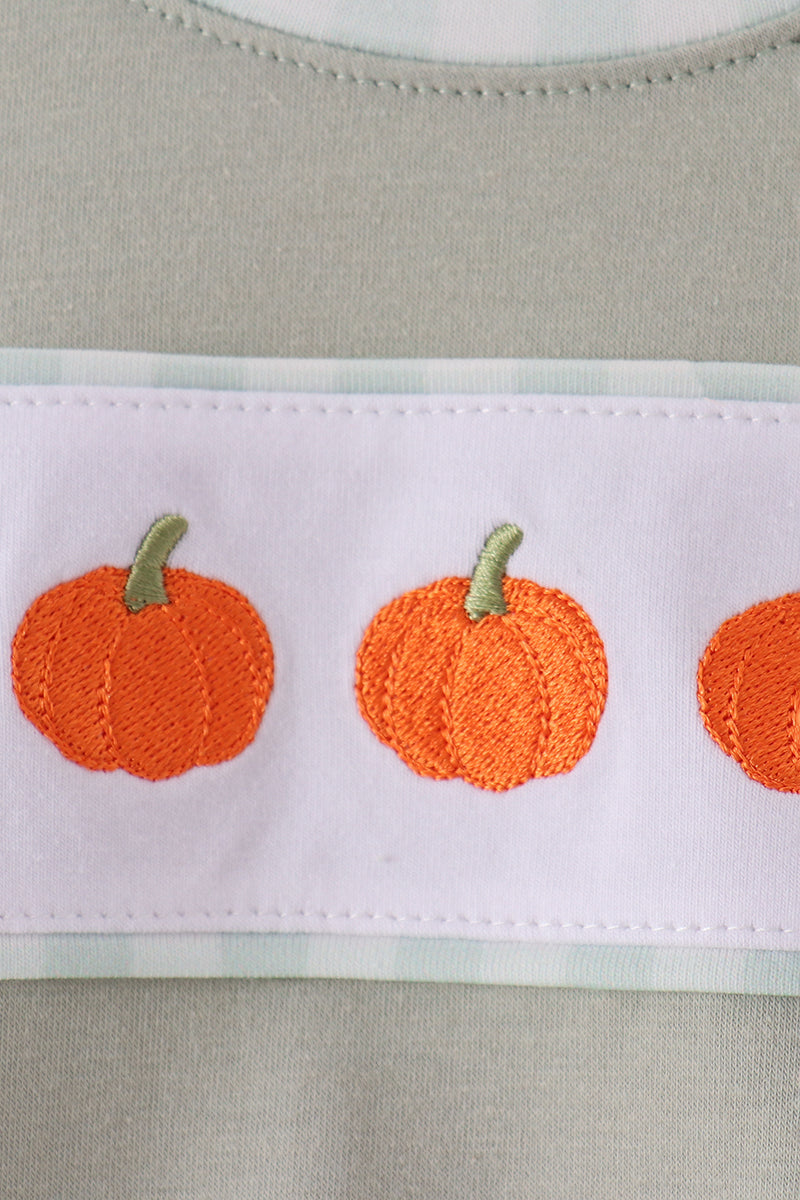 Sage pumpkin embroidery bubble - Aaria Tees Aaria Tees