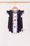 Black ghost spider embroidery ruffle bubble Aaria Tees