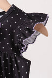 Black ghost spider embroidery ruffle bubble Aaria Tees