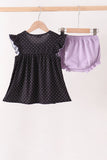 Black ghost spider embroidery ruffle bloomer set Aaria Tees
