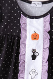 Black ghost spider embroidery ruffle pants set Aaria Tees