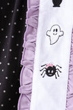 Black ghost spider embroidery ruffle pants set Aaria Tees