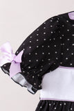 Black ghost spider embroidery ruffle dress Aaria Tees