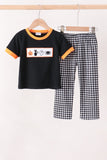 Black ghost spider embroidery pants set Aaria Tees