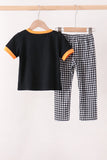 Black ghost spider embroidery pants set Aaria Tees