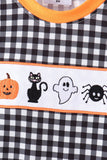 Black ghost spider embroidery gingham romper Aaria Tees
