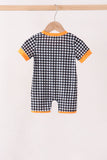 Black ghost spider embroidery gingham romper Aaria Tees