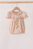 Khaki Pumpkin Smocked Ruffle Bubble Aaria Tees