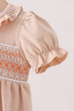 Khaki Pumpkin Smocked Ruffle Bubble Aaria Tees