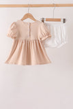 Khaki Pumpkin Smocked Bloomer Set Aaria Tees