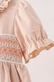 Khaki Pumpkin Smocked Bloomer dress Aaria Tees