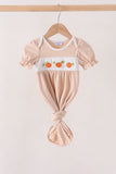 Khaki Pumpkin Embroidery Gown Aaria Tees
