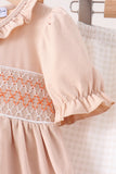 Khaki Pumpkin Smocked Ruffle Shorts Set Aaria Tees