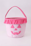 Pink Pumpkin Applique Gingham Ruffle Basket Aaria Tees