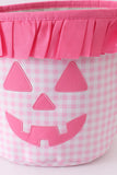 Pink Pumpkin Applique Gingham Ruffle Basket Aaria Tees