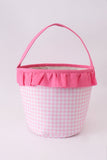 Pink Pumpkin Applique Gingham Ruffle Basket Aaria Tees