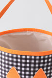 Black Pumpkin Applique Gingham Basket Aaria Tees