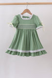 Sage collar smocked lace dress Aaria Tees