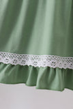 Sage collar smocked lace dress Aaria Tees