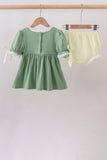 Sage collar smocked lace bloomer set Aaria Tees