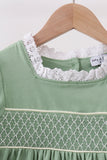Sage collar smocked lace bloomer set Aaria Tees
