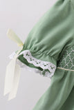 Sage collar smocked lace bloomer set Aaria Tees