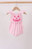 Pink Jack-O-Lantern  Applique Ruffle Gingham Bubble Aaria Tees
