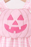 Pink Jack-O-Lantern  Applique Ruffle Gingham Bubble Aaria Tees