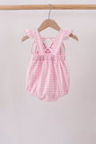 Pink Jack-O-Lantern  Applique Ruffle Gingham Bubble Aaria Tees