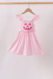 Pink Jack-O-Lantern  Applique Ruffle Dress Aaria Tees