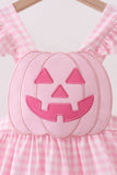 Pink Jack-O-Lantern  Applique Ruffle Dress Aaria Tees