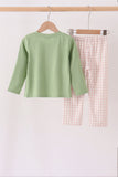 Sage Puppy Fishing Gingham Pants Set - Aaria Tees Aaria Tees