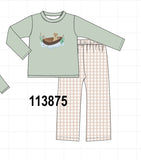 Sage Puppy Fishing Gingham Pants Set Aaria Tees