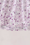 Purple floral smocked bow bubble Aaria Tees