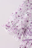 Purple floral smocked ruffle bloomer set - Aaria Tees Aaria Tees