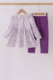 Purple floral smocked pants set - Aaria Tees Aaria Tees
