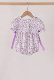 Purple floral blessed smocked ruffle bubble Aaria Tees