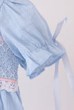 Blue Floral Smocked Lace Bubble - Aaria Tees Aaria Tees