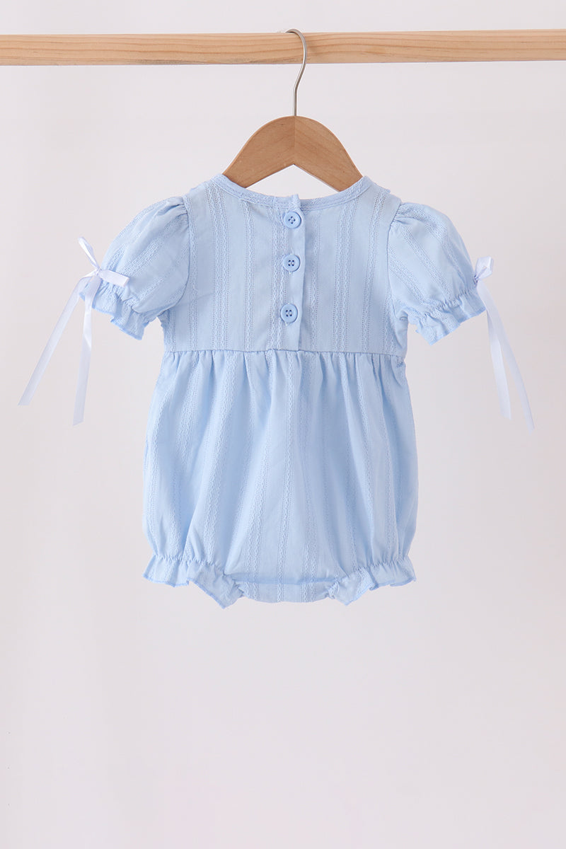Blue Floral Smocked Lace Bubble - Aaria Tees Aaria Tees